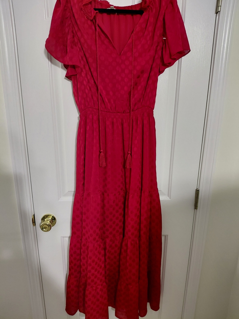 Max Studio RED Maxi Dress with Tassel Tie